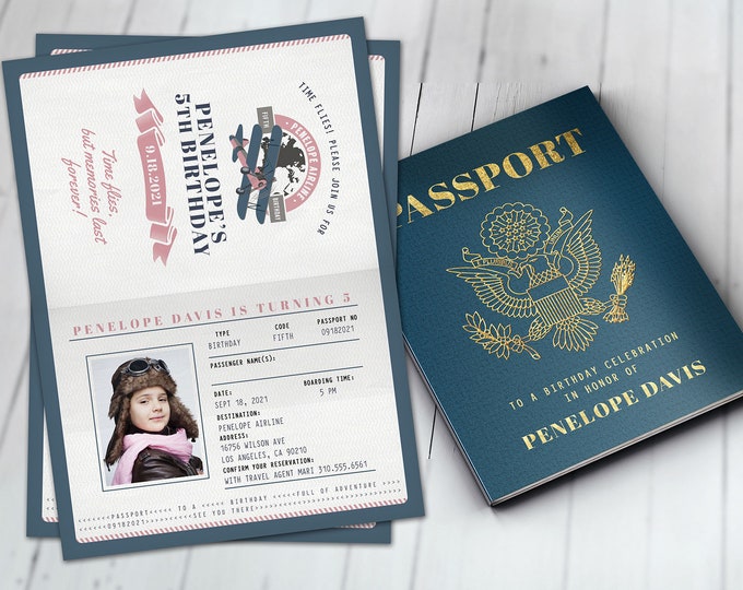 Time Flies, Vintage Airplane Boarding Pass Birthday Invitation- Vintage, Airplane, first birthday, ticket invitation, Digital files only