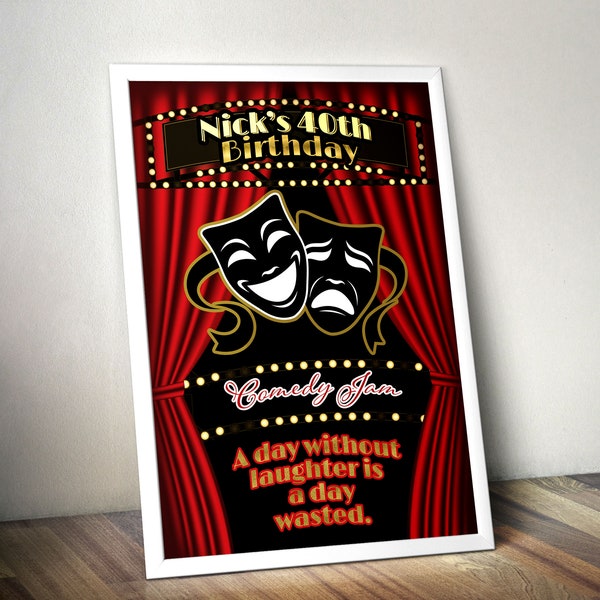 Comedy club party, party sign, welcome sign, Gatsby, Great Gatsby, Roaring 20s, 1920s Party, Comedy party decor