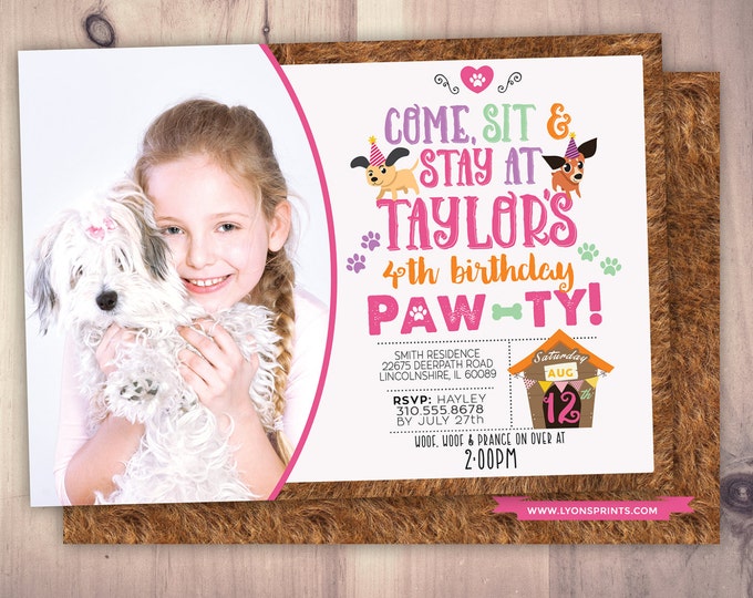 Puppy Party Invitation - Puppy Paw-ty - Paw party, birthday, baby shower, puppy adoption, sit & Stay pawty, Dog birthday, puppy birthday