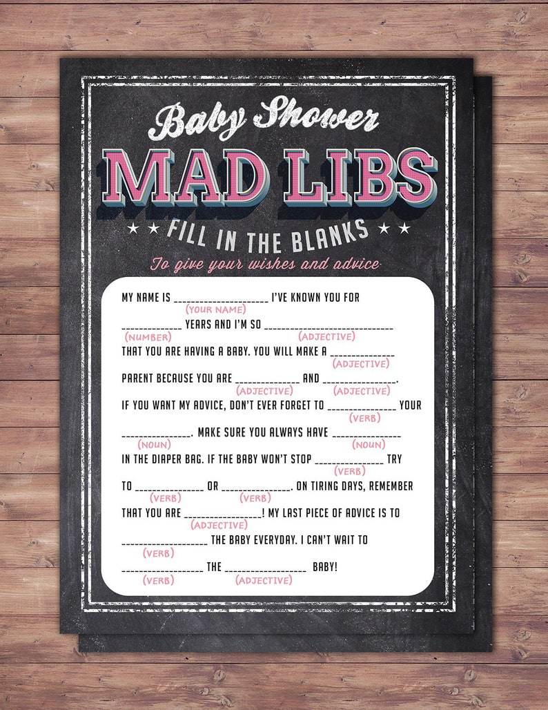 MAD LIBS Baby Shower Game Baby is Brewing Coed Baby Shower Etsy