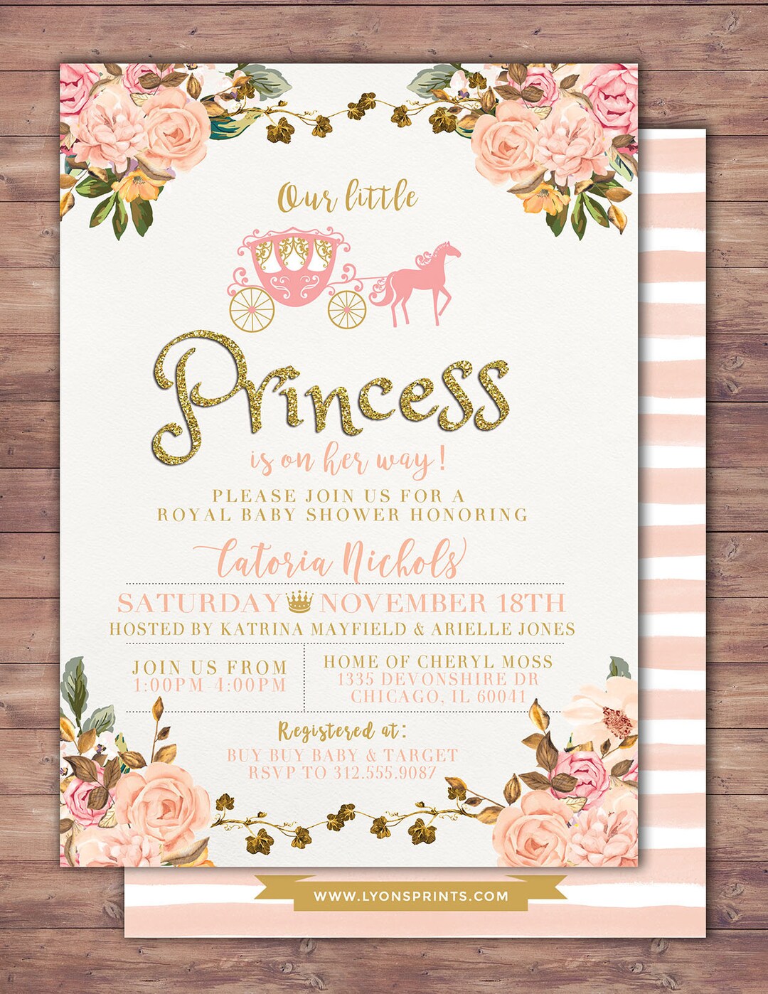 Princess Baby Shower Invitation Princess Carriage Baby Shower ...