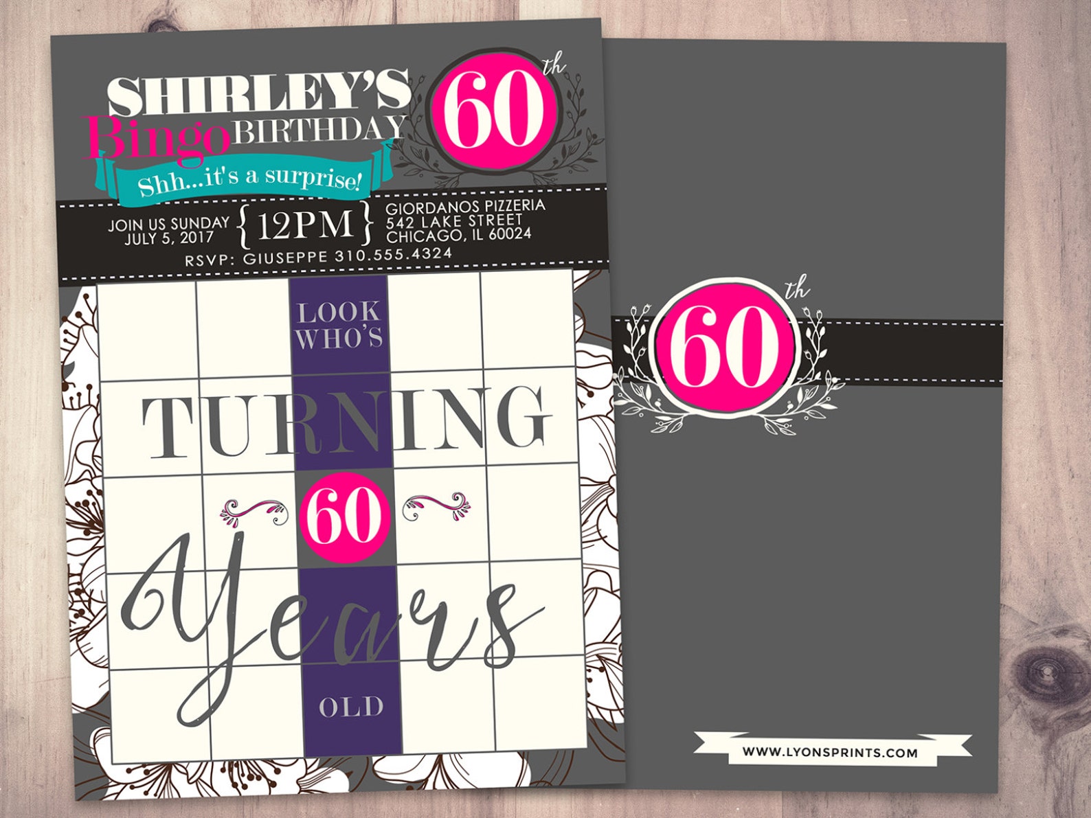 BINGO Card Birthday Invitation Surprise Party 30th 40th - Etsy