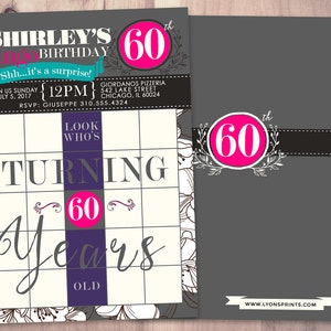 BINGO Card Birthday Invitation, Surprise Party, 30th, 40th, 50th, 60th ...