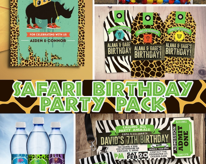 ZOO, Safari, jungle, birthday party, invitation, baby shower, safari shower, safari birthday, party pack, Zoo birthday, animal print