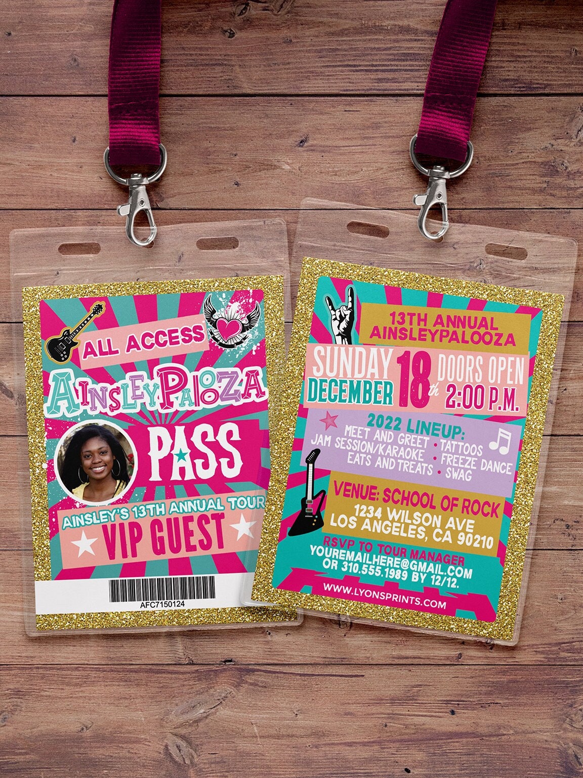 Rockstar Party Backstage Pass Printable Insert Rockstar 