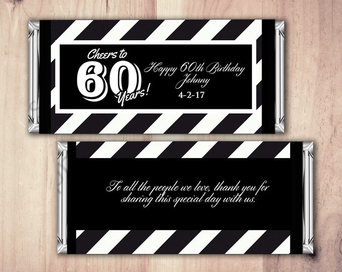 ANY AGE, Birthday, Candy Bar Wrappers - Gold, Silver Cheers, 30th, 40th, 50th, 60th, 70th, 80th Any Age, aged to perfection, printable