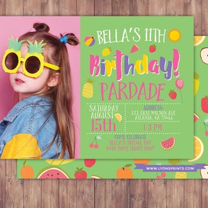 Tutti Frutti Einladung, Obst Geburtstag, Drive by Geburtstagsparty, Fruchtige Party, Obst einladen, Tropical Summer