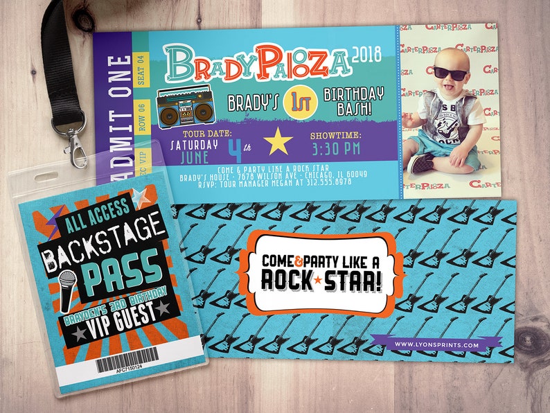 girl birthday invitation Rock Star-Concert ticket birthday invitation pop star birthday invitation-music birthday invitation