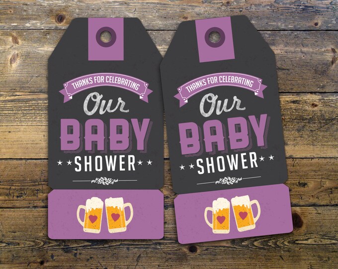 Party favor tag "Baby is Brewing" baby shower, baby shower games, baby shower sign, beer and BBQ,