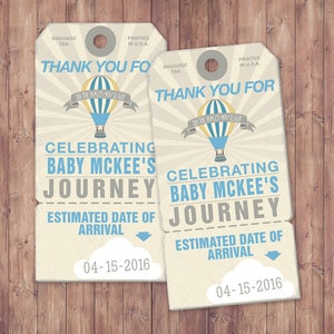 Bagagelabel, gunstlabel, verjaardag, reizen, feestgunst, reisdouche, vintage, babydouche, afdrukbaar bestand, feestgunst, reisfeest
