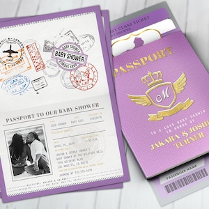 PASSPORT und TICKET-Baby-Dusche-Einladung, Coed-Baby-Dusche-Einladung-Reise-Baby-Dusche-Einladung-Paare-Baby-Dusche, digitale Dateien