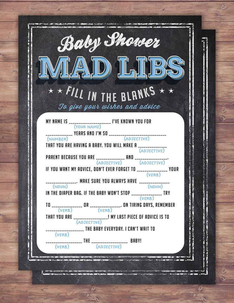 MAD LIBS baby shower game Baby is brewing Coed baby shower Etsy
