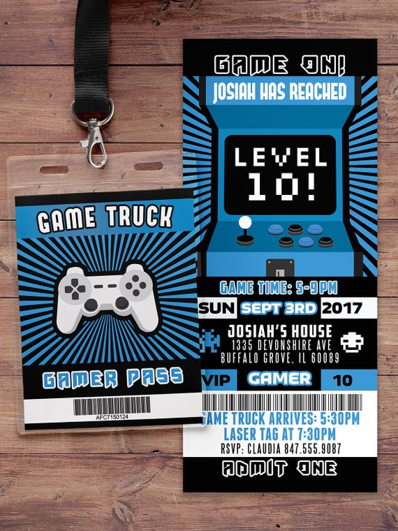 Video Game Invitation | Game Truck Party Invitations | Video Game Party Invitations | Boy Birthday Invitation | Game Truck Invitation, VIP Il_570xn