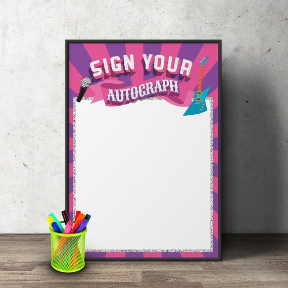Digital ROCK STAR birthday party sign- Music- pop star, rockstar party, rock star decor, rock star birthday, party sign, printable Il_570xn