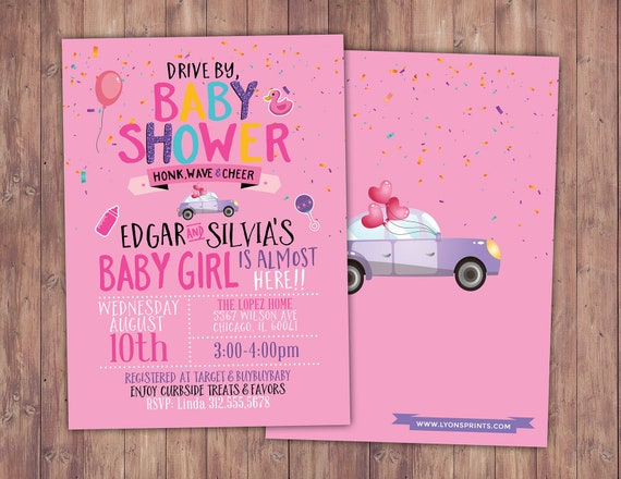 Drive by baby shower parade invitation, social distancing drive-by party invite, car shower parade, quarantine party, digital file only Il_570xn