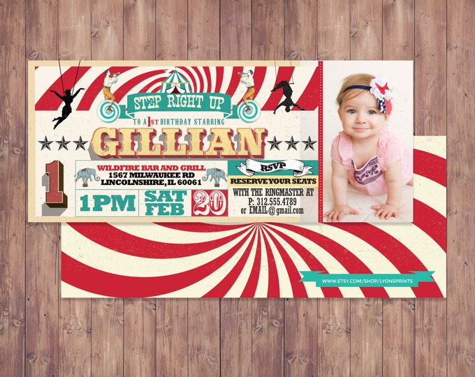 Birthday- circus ticket-carnival ticket invitation - vintage circus, retro, ticket invitation, carnival, circus birthday invitation, twins