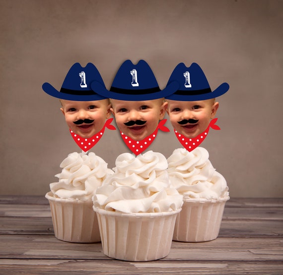 Photo Cupcake Toppers, cowboy, western, carnival, under the big top, first birthday, 1st, western, cowboy, indian Il_570xn