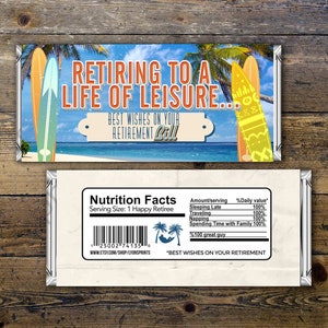 Retirement Candy Bar Wrapper, Printable Digital File,Candy Bar, golf, golfing, sailing, retirement party, party favor, gift, thank you