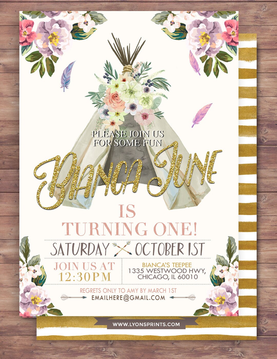 Boho Birthday Invitation, Tribal Birthday Invite, Invitation, Arrows ...