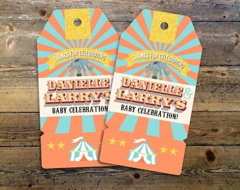 Carnival Thank You Tags, Personalized Circus Party Favors (Digital Files)
