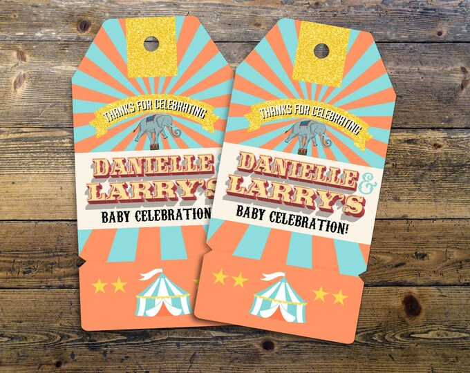 Carnival Thank You Tags for Carnival Birthday or shower. DIY Circus Party Printables! Personalized Circus Favor Tags for Circus baby shower