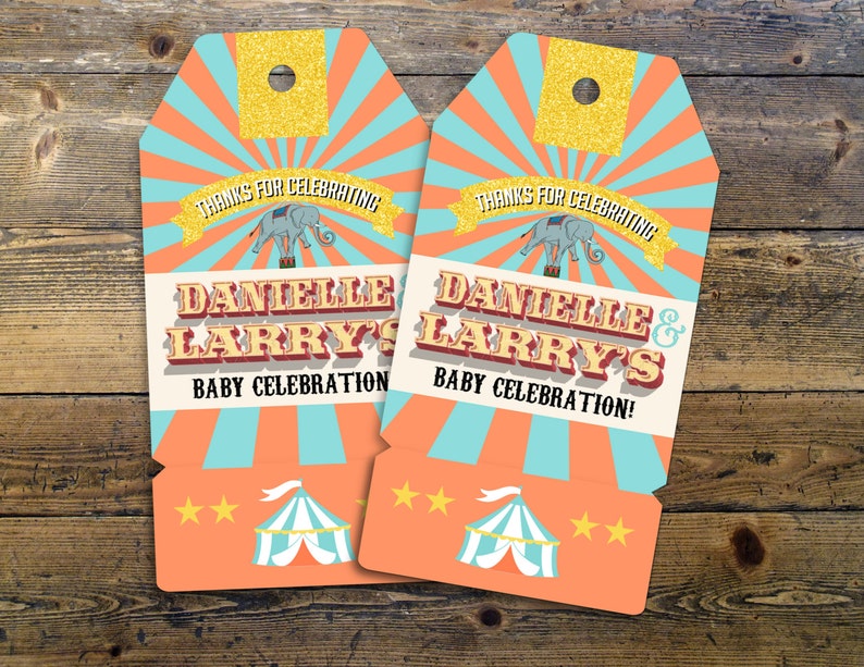 Carnival Thank You Tags for Carnival Birthday or shower. DIY Circus Party Printables Personalized Circus Favor Tags for Circus baby shower SAMPLE PHOTO 1