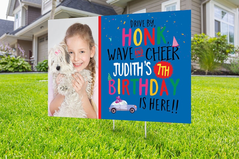 yard sign car birthday parade quarantine party social distancing drive-by birthday party Drive by birthday parade Digital file only