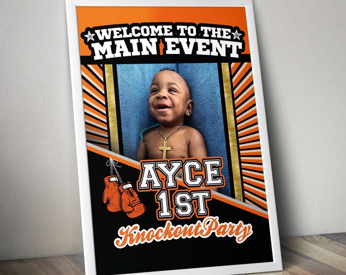 Boxing welcome sign, Boxing Party, The Main Event, Boxing theme, Birthday party, Boxing gloves, boxing theme, gender reveal