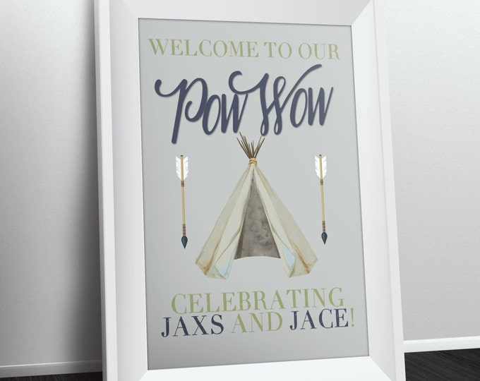 Welcome sign, TEEPEE Baby Shower, Indian Baby shower poster, baby shower,boy, arrow, pow wow, BOHO, Digital file only