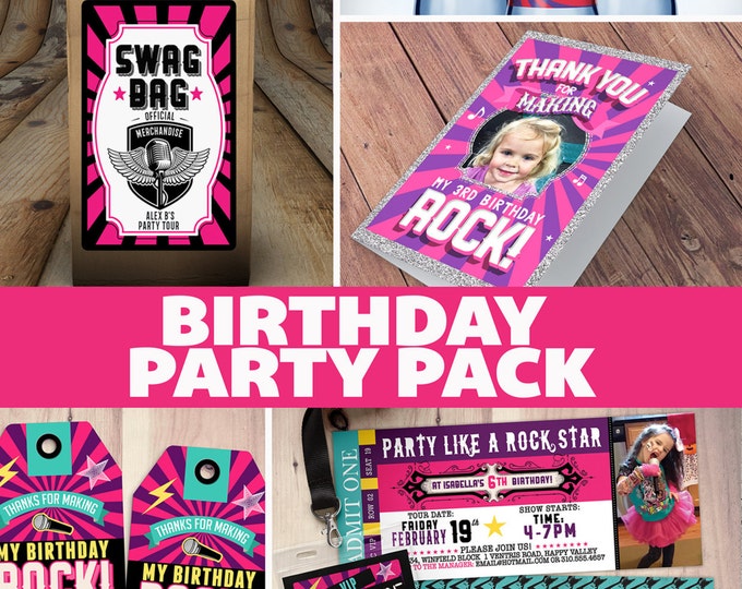 Pop star, Rock Star concert ticket birthday party invitation- Music invitation- printable, rockstar party, pop star,  pop star party