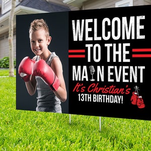 Boxing birthday yard sign design, Digital file only, yard sign, social distancing drive-by birthday party, quarantine party, sports sign image 2