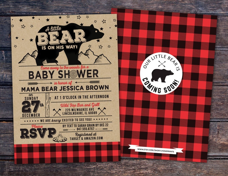 Lumberjack Baby Shower Invitation Buffalo Plaid Woodland Etsy Lumberjack Baby Shower Invitation Buffalo Plaid Woodland Etsy