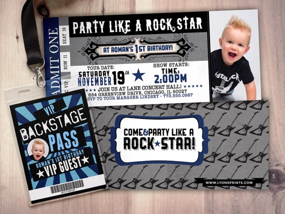 rock star concert ticket birthday party invitation music invitation