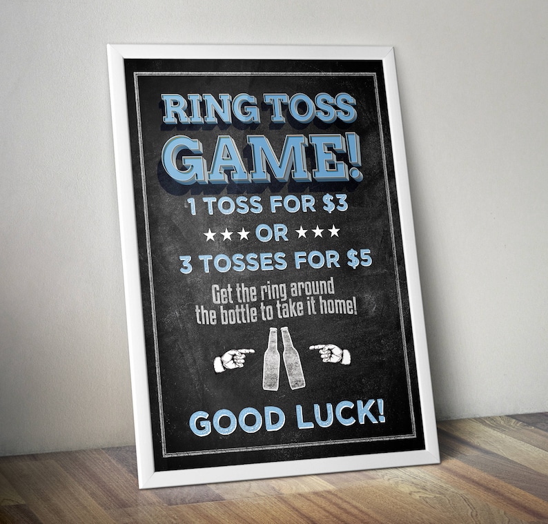 Ring Toss sign, Baby is brewing, Coed baby shower game Beer baby shower couples baby shower, BBQ, Printable file image 2