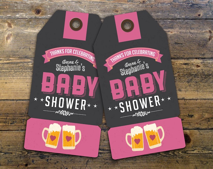 Party favor tag "Baby is Brewing" baby shower, baby shower games, baby shower sign, beer and BBQ,