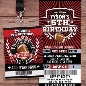 Football ticket Invitation // All Star Birthday // VIP pass,, sports birthday, ticket invite, Bar Mitzvah, football image 9