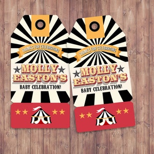 Carnival Thank You Tags for Carnival Birthday or shower. DIY Circus Party Printables Personalized Circus Favor Tags for Circus baby shower SAMPLE PHOTO 6