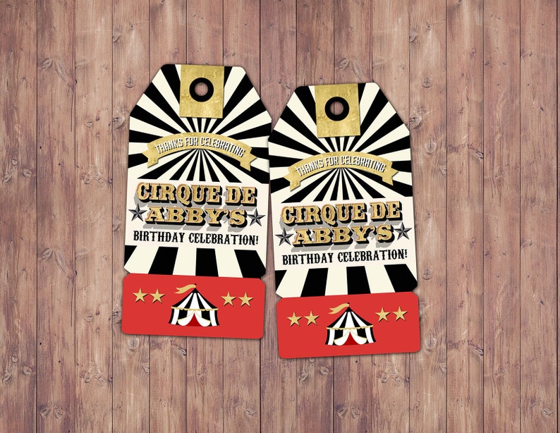 Carnival Thank You Tags for Carnival Birthday or shower. DIY Circus Party Printables Personalized Circus Favor Tags for Circus baby shower SAMPLE PHOTO 7