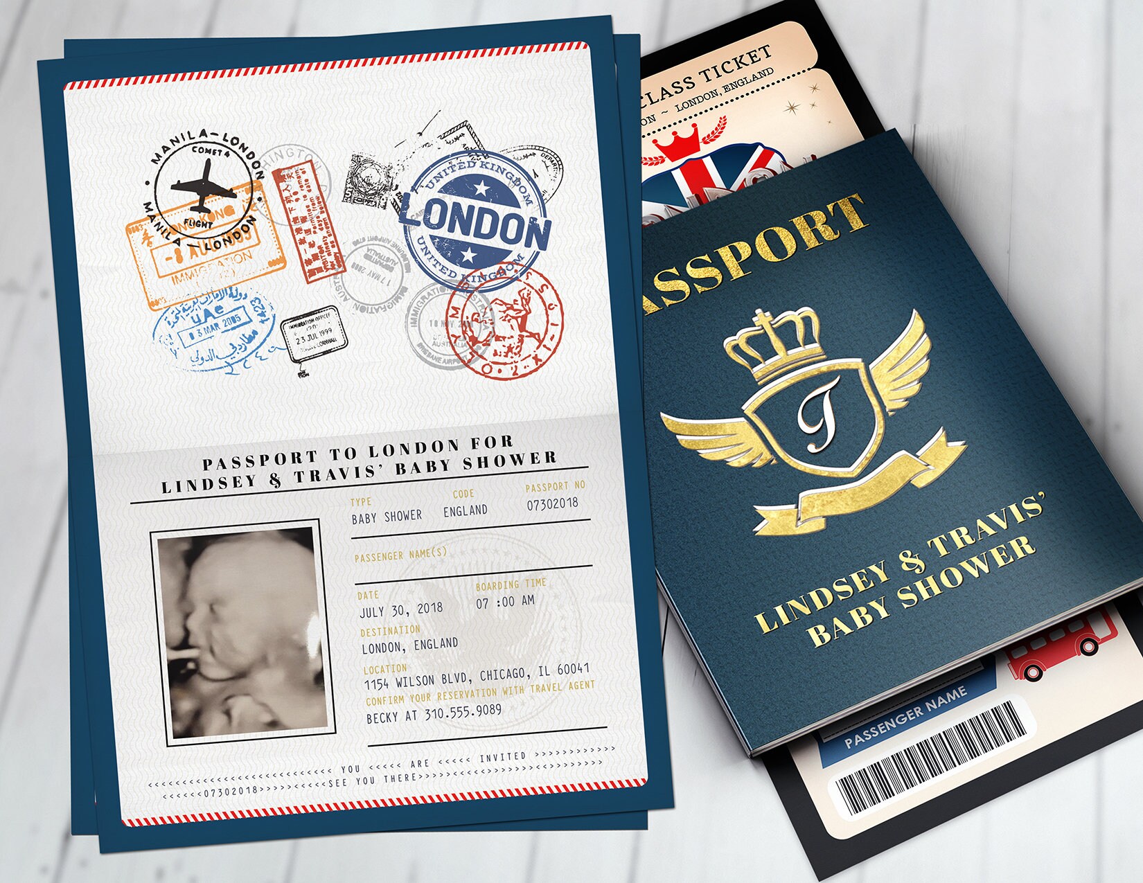 Passport baby shower invitations cheap