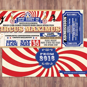 CIRCUS party prom Invitation- Carnival invitation-prom invitation- graduation party invitation-school dance invitation, prom invitation