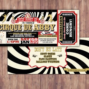 Geburtstag- Zirkusticket-Karnevalsticket-Einladung - Vintage Zirkus, Retro, Ticketeinladung, Karneval, Zirkus-Geburtstagseinladung, first