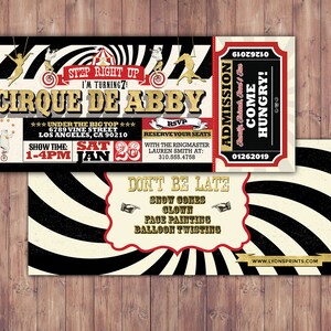 Birthday circus ticket-carnival ticket invitation vintage circus, retro, ticket invitation, carnival, circus birthday invitation, first SAMPLE PHOTO 1