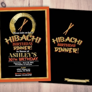 Hibachi party Invitation, Hibachi Birthday Invitation, Japanese Restaurant Party, Hibachi Party, Hibachi Shower, Japanese invite, Japan