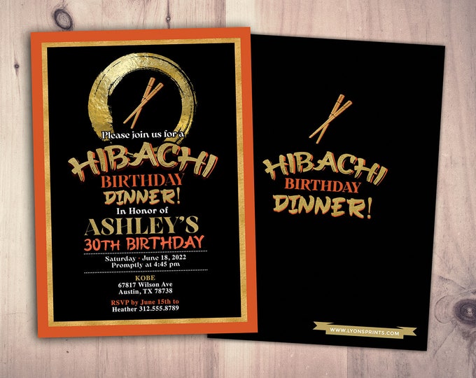 Hibachi party Invitation, Hibachi Birthday Invitation, Japanese Restaurant Party, Hibachi Party, Hibachi Shower, Japanese invite, Japan