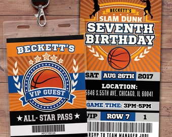 Basketball Birthday Ticket Invitation, All-Star VIP Pass (Digital)