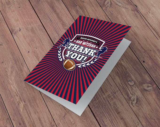 Thank You Card - Football thank you // All Star Birthday //  Super Bowl Party, sports birthday, ticket invite, Bar Mitzvah, football