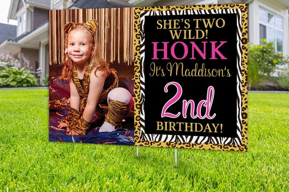 Any age, Wild one, Two Wild, Yard Sign design, Digital file only, Honk outdoor sign, Birthday Yard Sign, Happy Birthday Sign, Animal print Il_570xn