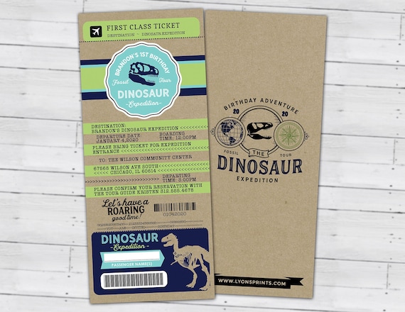 Dinosaur Dig Party Invitation, Dinosaur Birthday Invitation, Boy Birthday Party, Dino Skeleton and Bones - Archaeologist, Fossil, passport Il_570xn