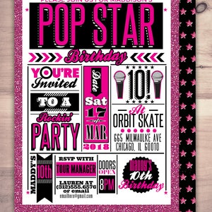 Rock Star Invitation, Pop Star Invitation, Rock Star Party, Pop Star ...