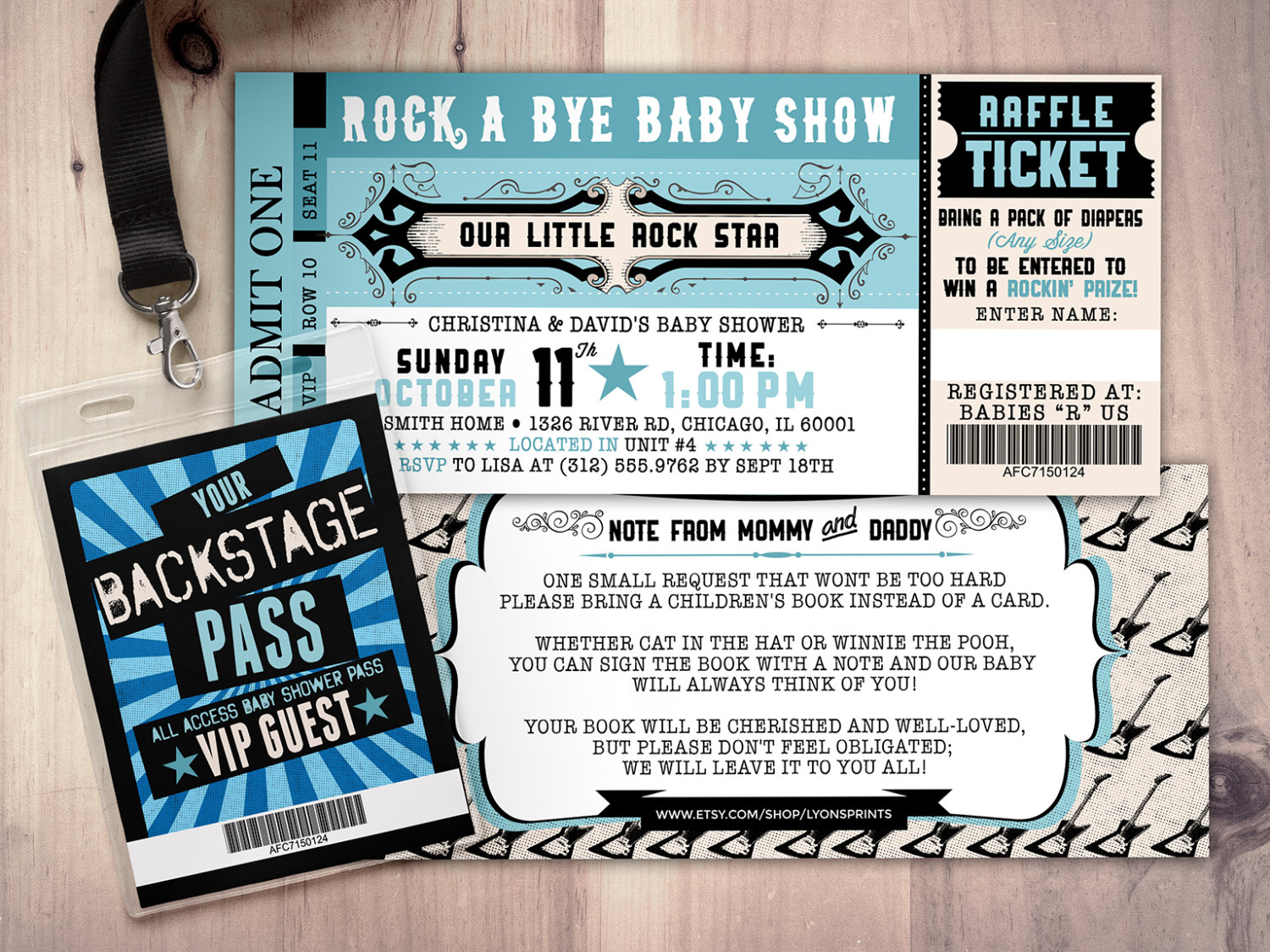 Rockstar Baby Shower Invitation Coed Baby Shower Invitation